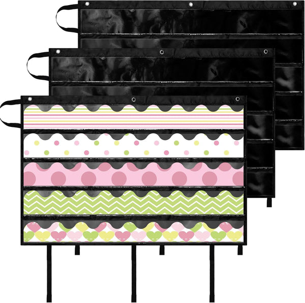 Crtiin 3 Pcs Foldable Bulletin Border Storage Pocket Chart, 41 x 24.5 Inch Classroom Organizer for Wall Borders