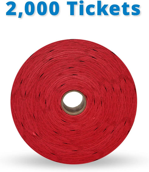 INDIANA TICKET CO. 2,000 Red Raffle Tickets Double Roll, Premium Quality for Events and Prizes