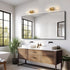 addigi 17.5 inch 2-Light Inch Gold Wall Sconces, Modern Wall Sconces Lighting with Stripped Glass Shade, Gold Vanity