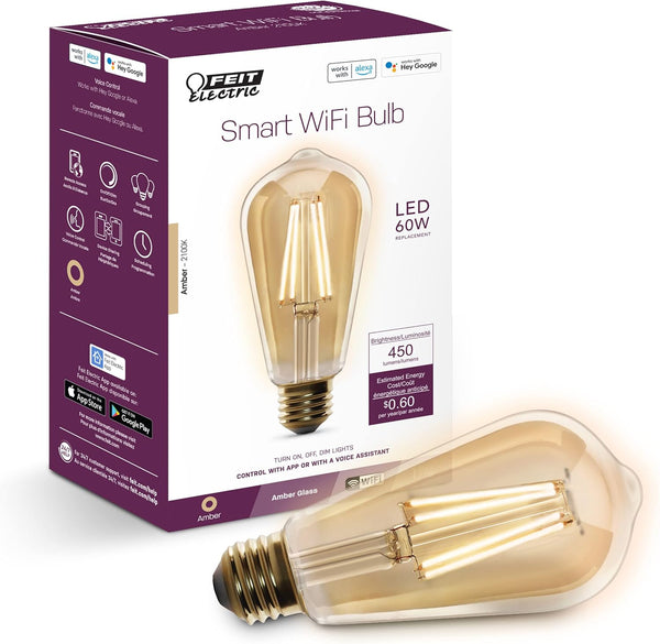 Feit Electric ST1960/FIL/AG 60 Watt Equivalent WiFi Dimmable, No Hub Required, Alexa