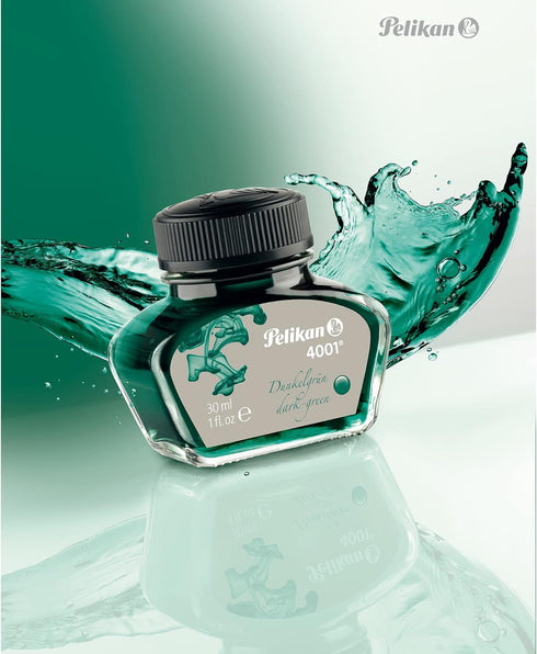 Pelikan 4001 Bottled Ink, Dark Green, 30ml, 1 Each (300056) for Fountain Pens
