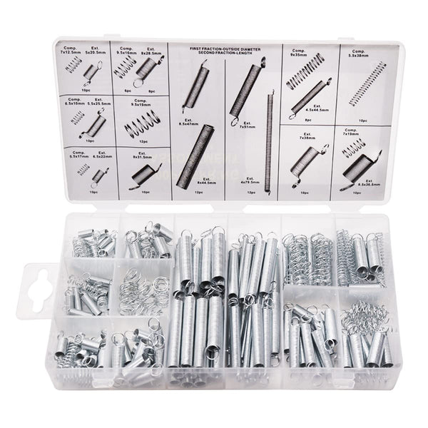 200PCS Spring Assortment Kit, Zinc Plated Extension and Compression Springs Kit with 20 Different Sizes for DIY