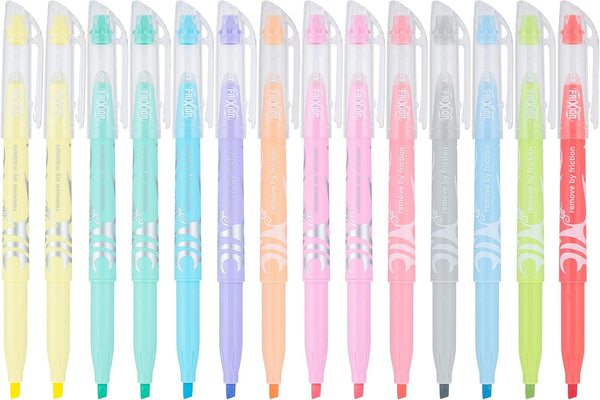 Pilot FriXion Light Pastel Erasable Highlighters, Chisel Tip, Pack of 14, Assorted Colors