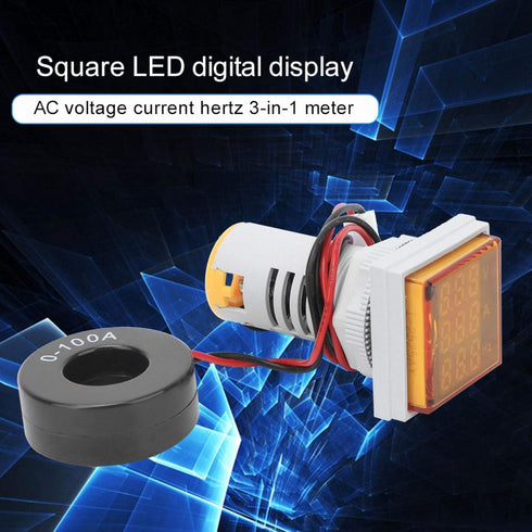 LED Display AC Voltmeter Ammeter Voltage Current Tester Meter, 3-Digit Display Hertz Tester (Yellow)