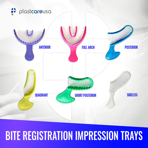 30 Full Arch Pink Disposable Dental Bite Registration Trays for Impressions, 1 Box of 30 Bite Trays