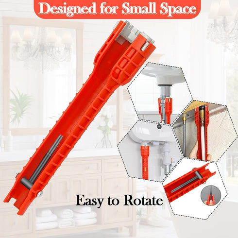 14 in 1 Multifunctional Faucet and Sink Installer Wrench, Suitable for Installing Pipes under Bathrooms, Toilets,