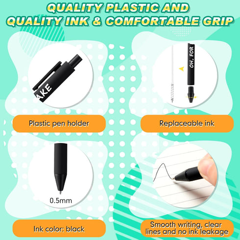 Crtiin 10 Pcs Funny Pens for Adults, Novelty Quotes Ballpoint Pens Bulk, Black Ink for Office Gifts