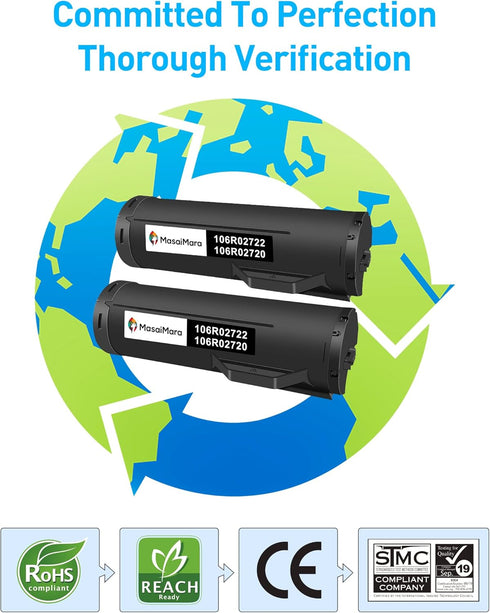 MasaiMara 106R02722 106R02720 Toner Cartridge Replacement for Xerox Phaser 3610, 14,100 Pages, 2 Pack