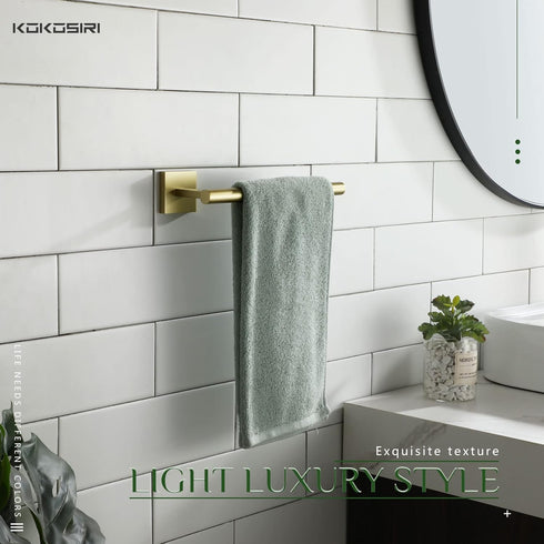 KOKOSIRI Bathroom Towel Bar, Gold Hand Towel Holder, Wall Mount Toilet Kitchen Cabinet Paper Holder, Stainless Steel,