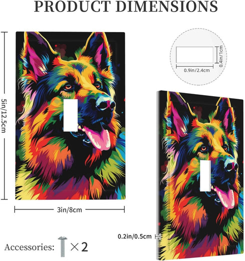 Ntyfur (7) 1 3X5 Colorful German Shepherd Dog Wall Plate Gang Toggle Light Switch Cover Single Toggle Faceplate Decor