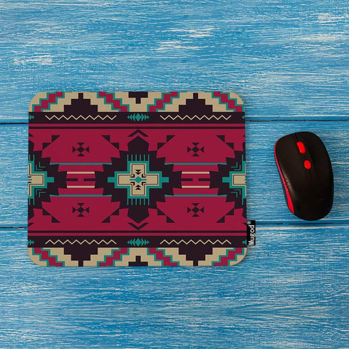 Wave Line Mouse Pad Aztec Triangle Pattern Ethnic Purple Red Blue Brown Mouse Mat Non-slip Rubber Base Mousepad for Computer Laptop PC Gaming Working Office & Home 9.5x7.9 Inch by Mugod