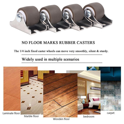 Mini Fixed Caster Wheels 1 Inch, Low Profile Small Casters with Screws for Furniture Rolling Cabinet Sliding Door