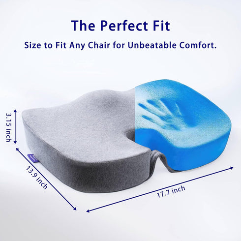 Tailbone Gel Infused High Dense Memory Foam Seat Cushions for Office Chair, Car, Wheelchair-Coccyx Seat Cushion