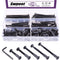 Swpeet 120Pcs Carbon Steel Black Hex Drive Socket Cap Bolts Kit with 1Pcs Hex Key for Furniture Binding
