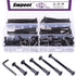 Swpeet 120Pcs Carbon Steel Black Hex Drive Socket Cap Bolts Kit with 1Pcs Hex Key for Furniture Binding