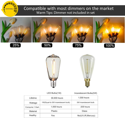 50 27 ST38 Bulbs,Retro DAMAING Outdoor String Lights FT Waterproof Patio Light String Lights with Vintage Shatterproof