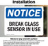 (2 Pack) Glass Break Sensor In Use OSHA Notice Sign - 5 Inch X 3.5 Inch Vinyl Label Decal