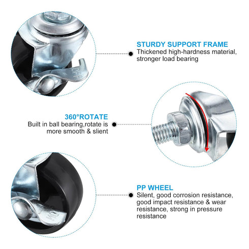 2 Inch 8 Pack 110Lbs PATIKIL Threaded Stem Casters Wheels with Brake, Locking Swivel Wheels Wire Shelf Caster Wheels