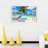 Beach Seascape Window Wall Sticker Palm Tree and Hammock Fake Window Wall Decals Removable Tropical Sea Window View Wall Stickers Decal for Living Room by Rajahubri