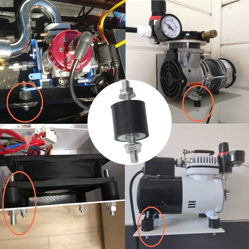 4pcs 25 x 25mm Rubber Mounts, Rubber Vibration Isolator Mounts with M6 x 19mm Studs