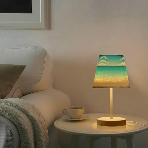 Dimmable ALAZA Beach Shells Table Lamp for Bedroom Desk lamp Bedside Night Lamp with USB Port,Small Lamps with Fabric