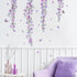 Finpletai Hanging Purple Flower Wall Stickers Vine Floral Wall Decals for Girls Kids Bedroom Nursery Living Room TV