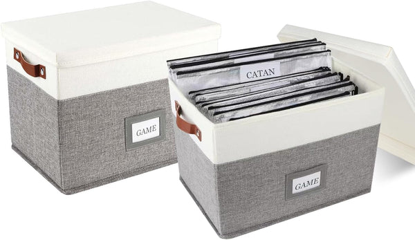 Board Game Storage Organizer with 12pcs Zipper Bags and Writable Stickers, Storage with Lid for Office Supplies,