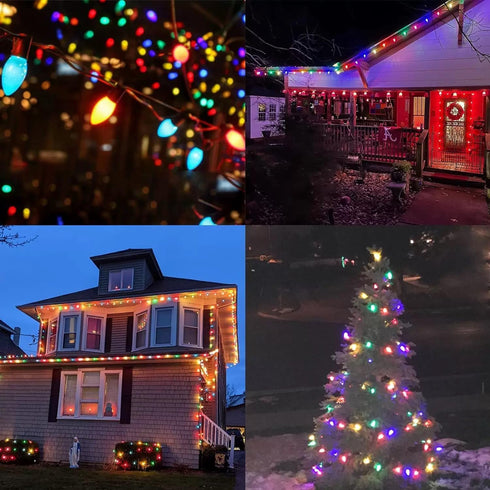L LAMPOP 50 8 Solar Vintage Christmas String Lights Globe Outdoor Lights LED with Lighting Modes