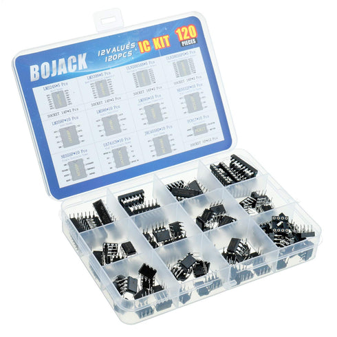 BOJACK 120 Pcs Opamp Timer Darlington Phototcoupler IC Assortment Kit - LM324, LM339, ULN2003AN, and More