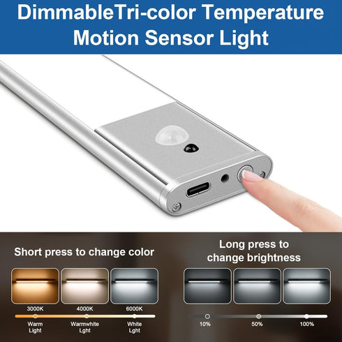 long-stars Counter 64 3 Dimmable Closet 3 Pack Under Lights for Kitchen, Rechargeable Under Cabinet Lighting Wireless
