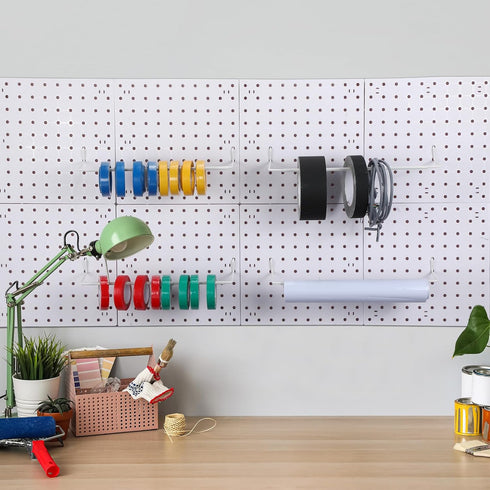 8 Pcs Paper Towel Holder for Pegboard, Extendable Organizer Accessories for Craft Room, Laundry Room, Kitchen, Bathroom