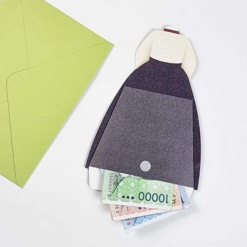 6-Piece Set Korean Hanbok Money Envelopes - Traditional Gift Card Holders with Gold Accents