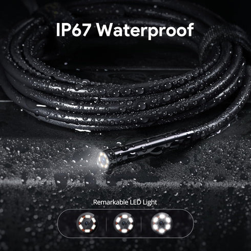 DEPSTECH 1080P 5" 16.5FT Dual-Lens Endoscope Camera with Light, HD Borescope with IPS Screen, Flexible Sewer Plumbing