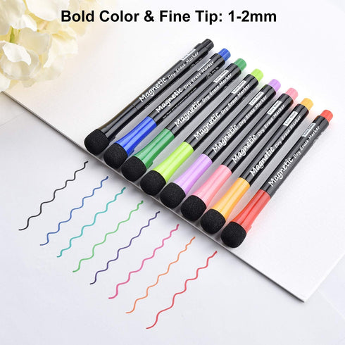 Browill (8 Pack) Magnetic Dry Erase Markers, Dealkits Low Odor White Board Markers Whiteboard Markers with Erasers