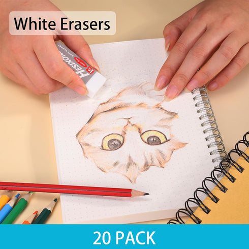 Ciclos Erasers for Kids, Large Block Rubber Eraser, Pencil Eraser for School Supplies, Art and Office Use, 20 Count