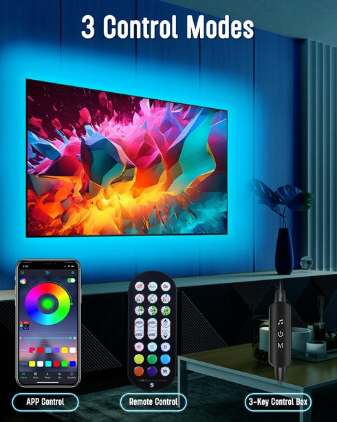 LED Lights for TV Backlight, 13.1ft USB RGB TV Light Strip for 40-65 inch TV, Color Changing with Remote Music Sync