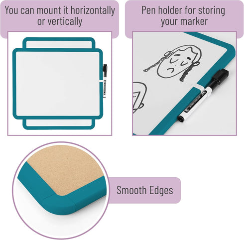 Mr. Pen Dry Erase Board, 14” x 11” Small White Board with Black Marker, Green Frame for Kids and Students