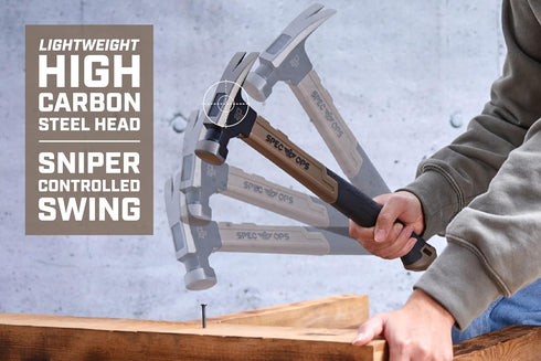20 oz Hammer, 16 Inch, 3% Spec Ops Tools Fiberglass Soft Mallet Cap, Shock-Absorbing Grip, Donated to Veterans