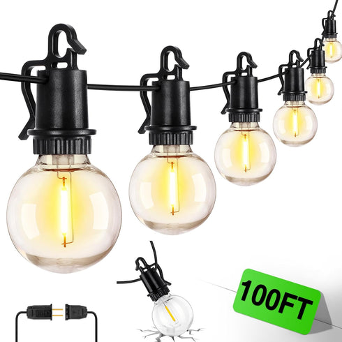 Lights,100FT 32 Bulbs, 2700K Dimmable ZJOJO LED Outdoor String Outdoor Lights for Patio with Shatterproof Waterproof
