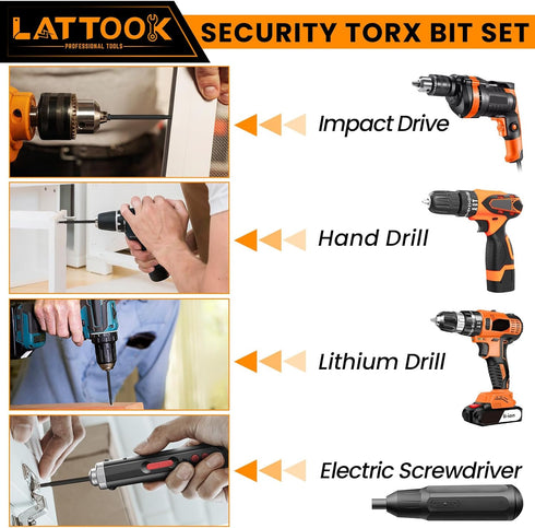 LATTOOK 13-Piece Torx Bit Set, Security Tamper Proof Star Bits Set, Magnetic S2 Steel, 4'' Long, T5 - T40