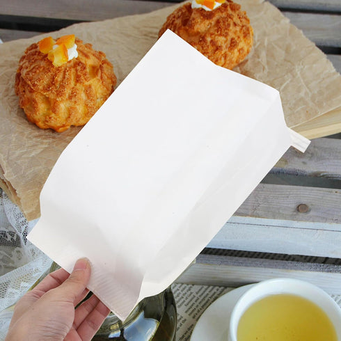 25pcs 10x5 Inch Packaging Baluue White Kraft Paper Greaseproof Bread Bags with Seal, Parchment Sandwich and Cookie
