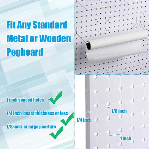 8 Pcs Paper Towel Holder for Pegboard, Extendable Organizer Accessories for Craft Room, Laundry Room, Kitchen, Bathroom