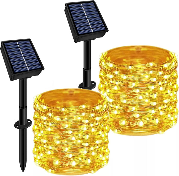 Solar String Lights Outdoor Waterproof 2 Pack Total 66ft 200LED 8 Modes