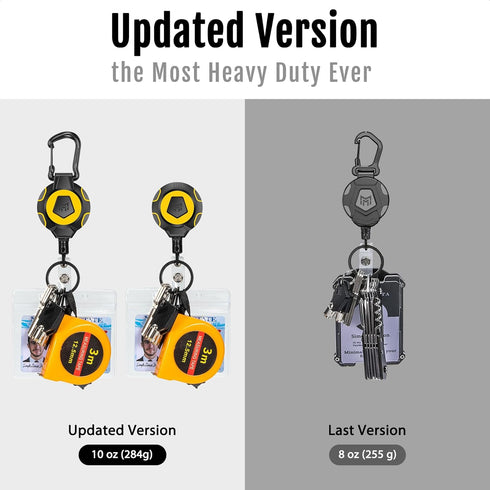 MNGARISTA Upgraded Heavy Duty Retractable Keychain, 10 oz Retraction with Belt Clip and Carabiner, 2 Pack