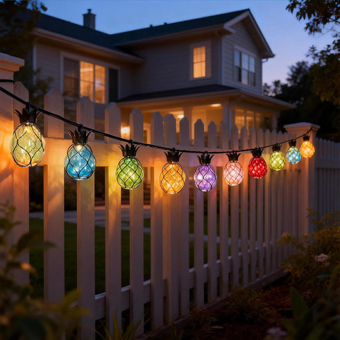 10 Bulbs Decor(10FT Vigdur Pineapple String Lights - Outdoor Patio Lights Plug in with Pineapple Connectable, Indoor
