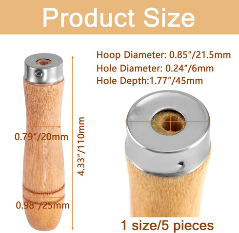 5pcs Wooden File Handle with Strong Metal Collars, Large Wood Handle for 10"-12" File, Screwdriver Hand Drill File Handle Cutting Tool Craft - Aperture 6mm/0.236" by MOLILON