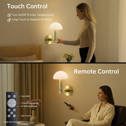 Set 2 5000mAh Wireless Wall Sconce of for Bedroom Living Room, Battery Operated Wall Sconce Decor Light with Remote