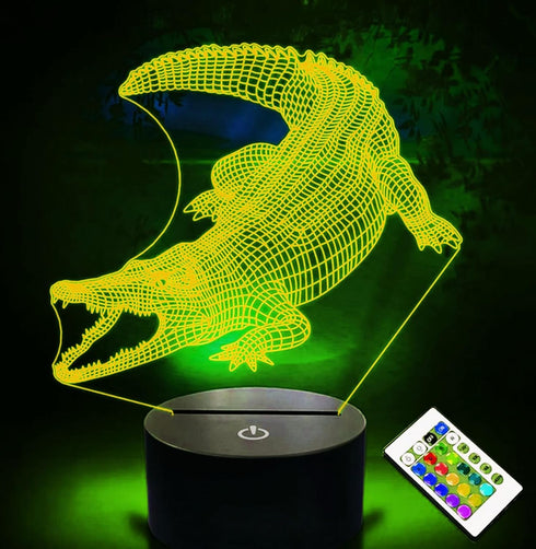 Jinnwell 3D 16 Crocodile Night Light Lamp Illusion Night Light Color Changing Table Desk Decoration Lamps Gift Acrylic