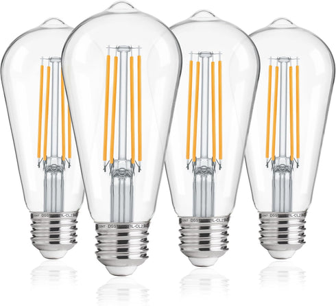 FLSNT Dusk to Dawn Outdoor Sensor ST19 LED Light Bulb, 7W (60W Equivalent), 800LM Vintage Filament, 4 Pack