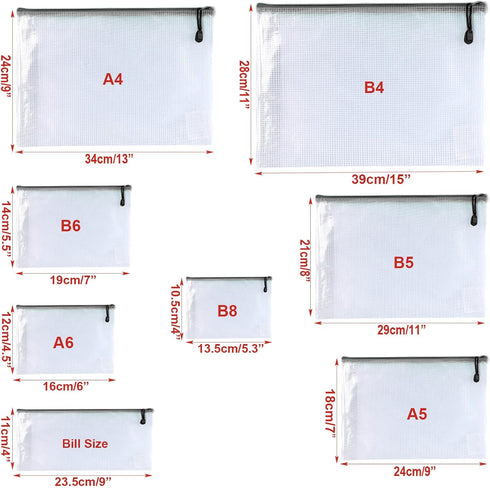 Oaimyy-B5 (7"x 11") Mesh Zipper Pouch Document Folders Bag for School Office Supplies, Travel, Organizing Storage